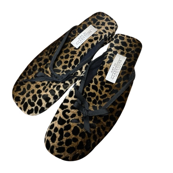 AMY JO GLADSTONE sz Large House Slippers Mules Cheetah Animal Print Padded 🇺🇸 - Picture 3 of 9